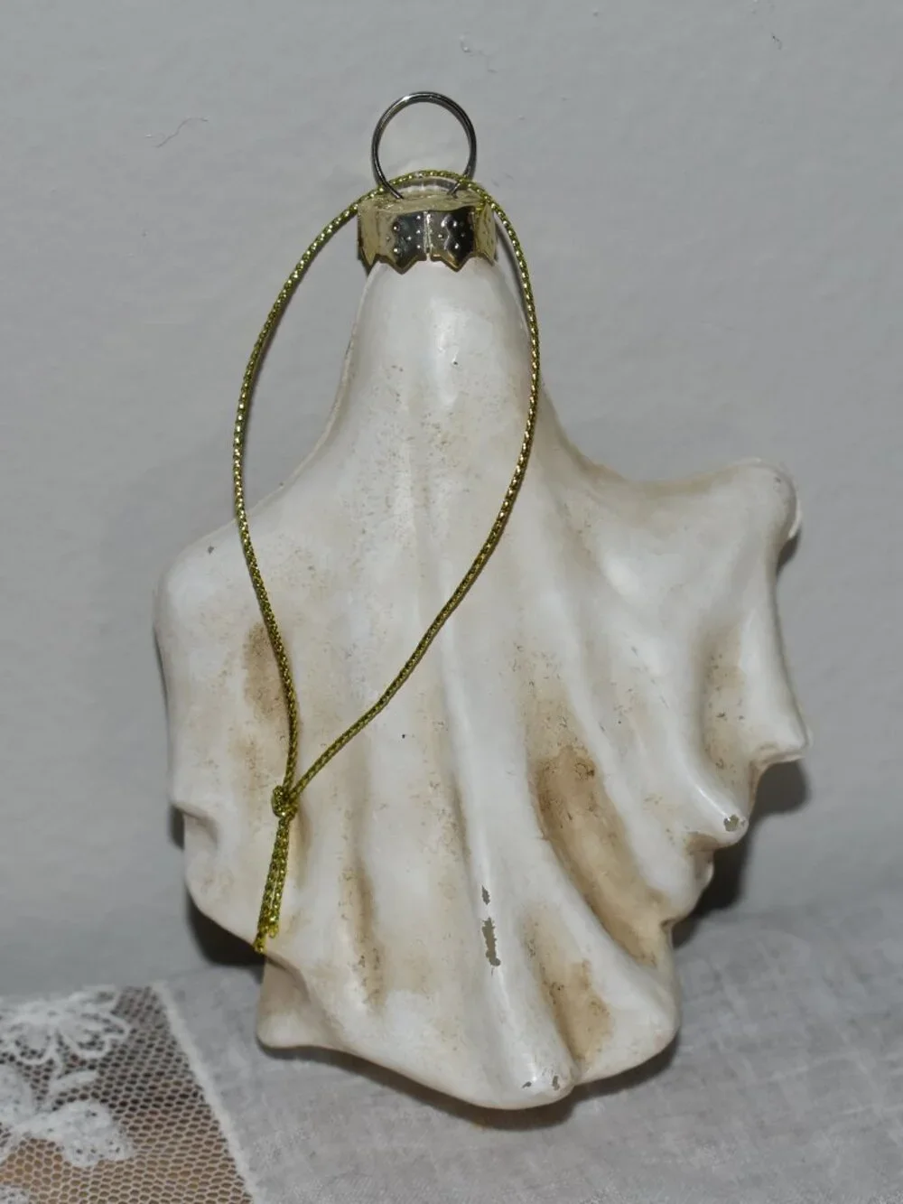 Vintage Retro Glass Spooky Sheet Ghost Jack O Lantern Pumpkin Halloween Ornament